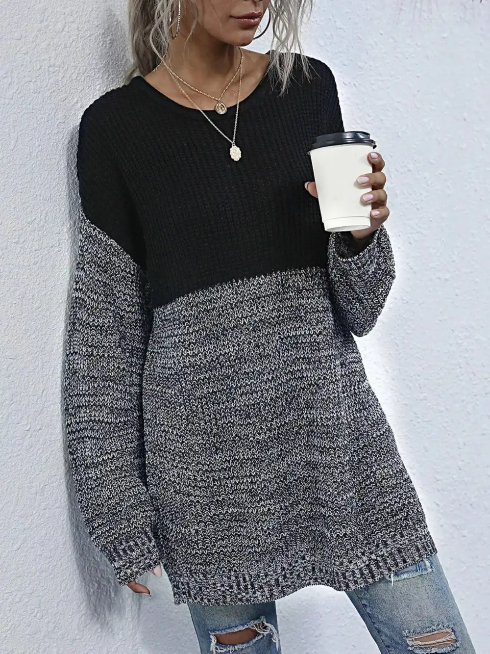 Color Block Oversized Sweater