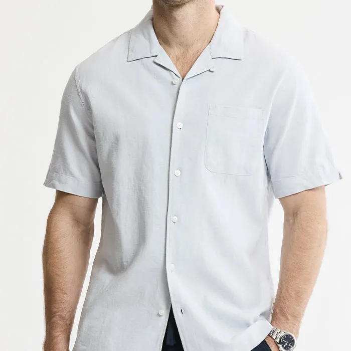 Linen Blend Short Sleeve Camp Shirt