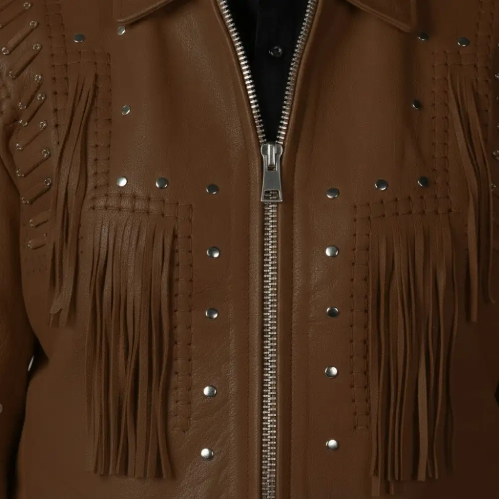 Modern Leather Biker Western Fringe Jacket