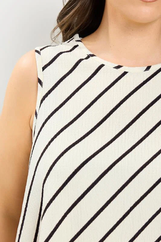 Cream Stripe Vest Top detail 3