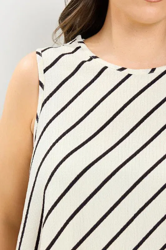 Cream Stripe Vest Top