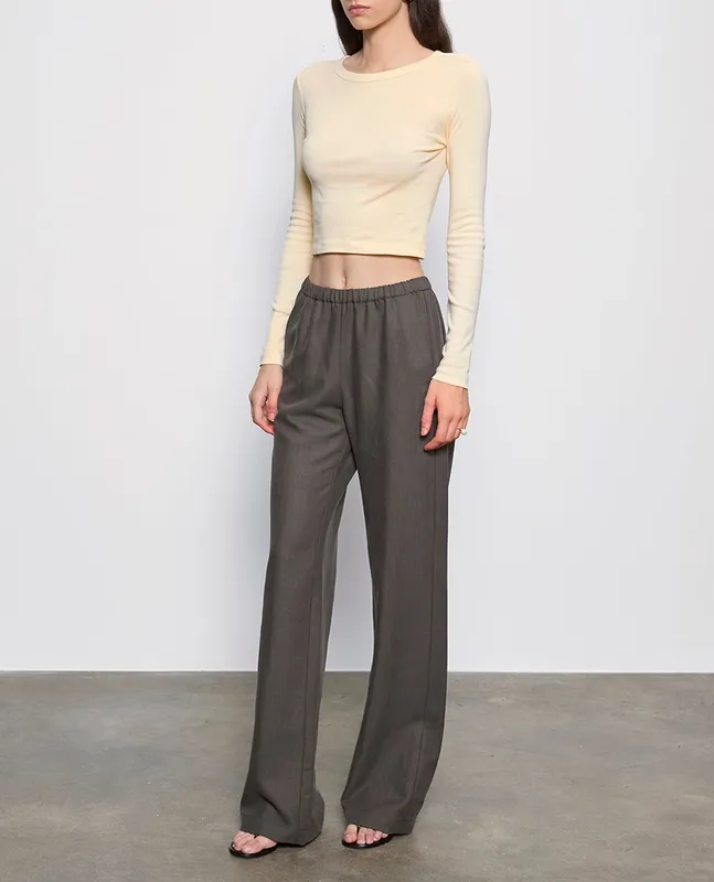 Baby Rib L/S Cropped Top Flan