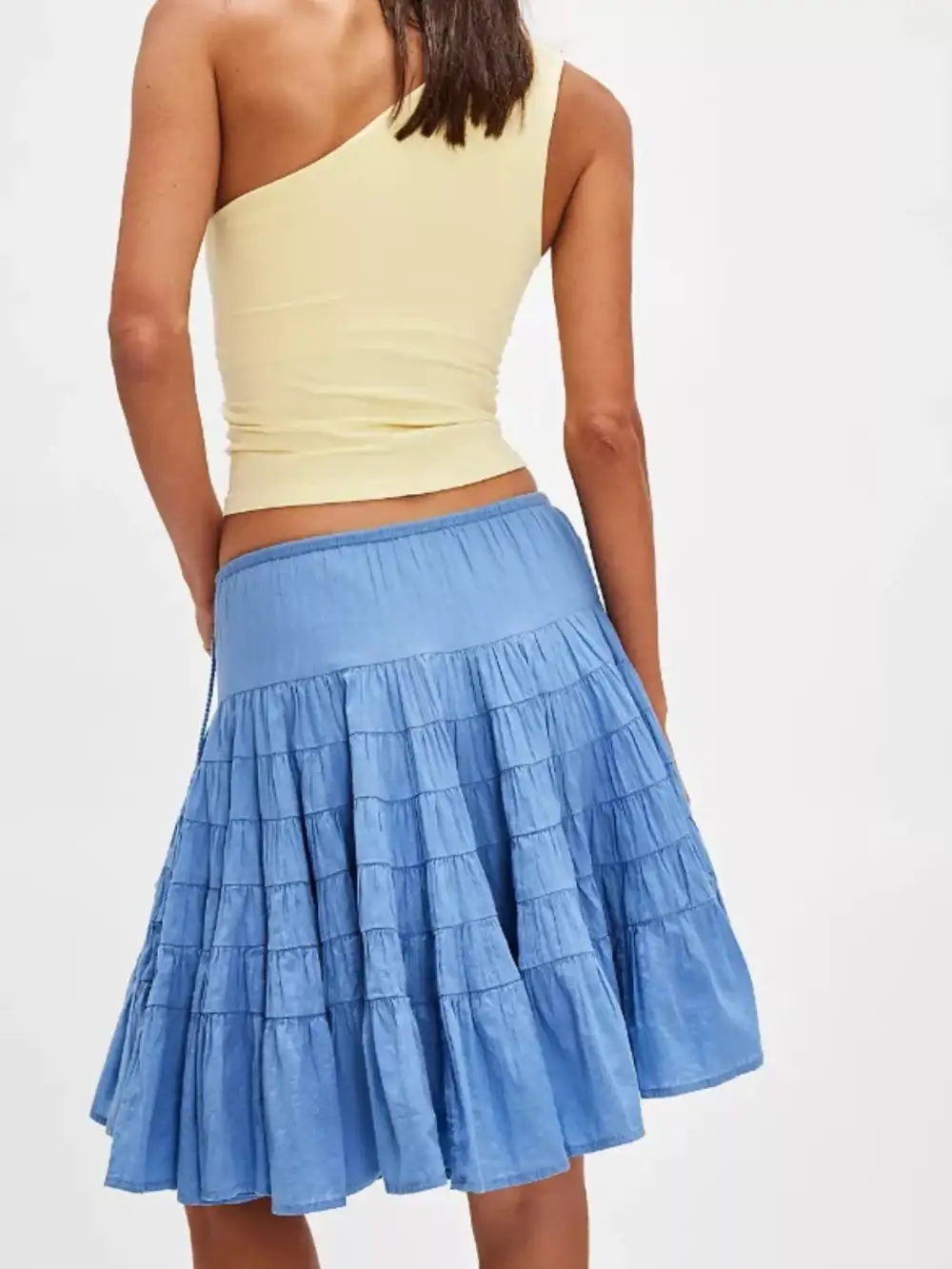 Smooth Drawstring Tiered Skirt
