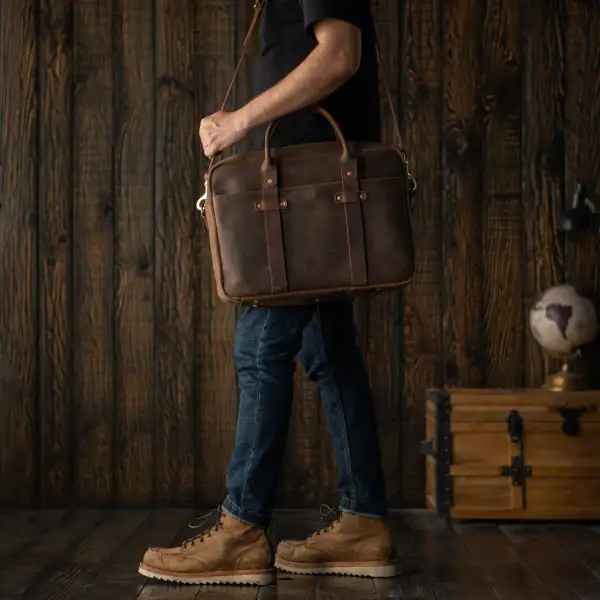 Unlined Leather Laptop Briefcase Bag
