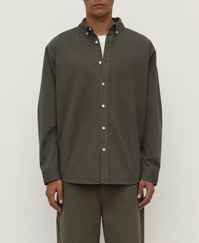 Moss Cotton Twill Button-Up Shirt