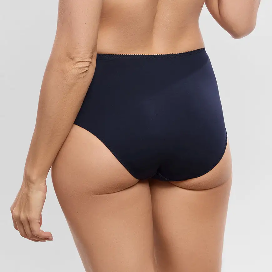 Women's Full Coverage High Waist Elastic Waistband Cotton Gusset Floral Embroidery Mesh Cotton Satin Decorative Bow Soft Fabric Stretch Fit Supportive Fit Brief Panty