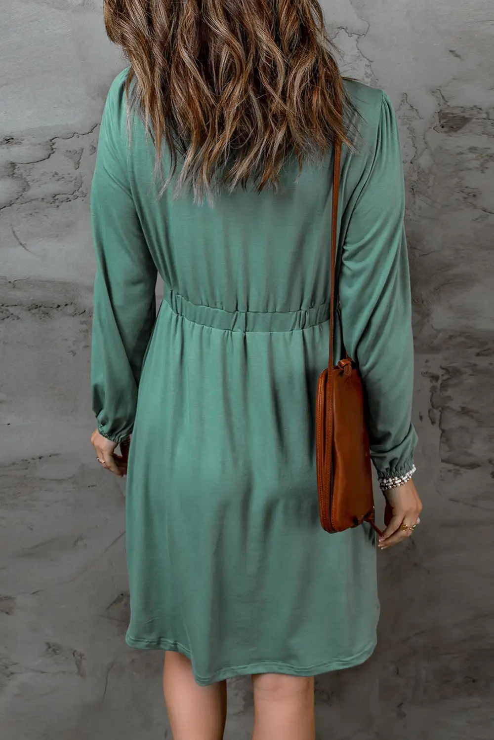 Long Sleeve Button Front Midi Dress