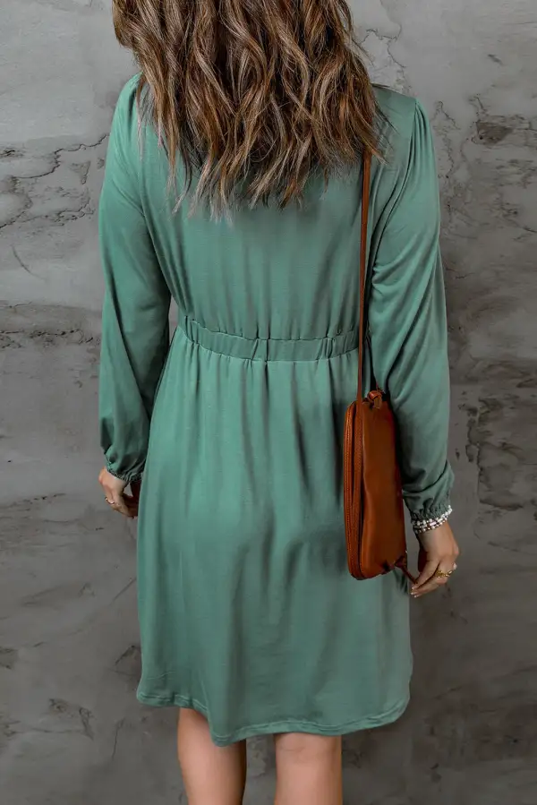 Long Sleeve Button Front Midi Dress
