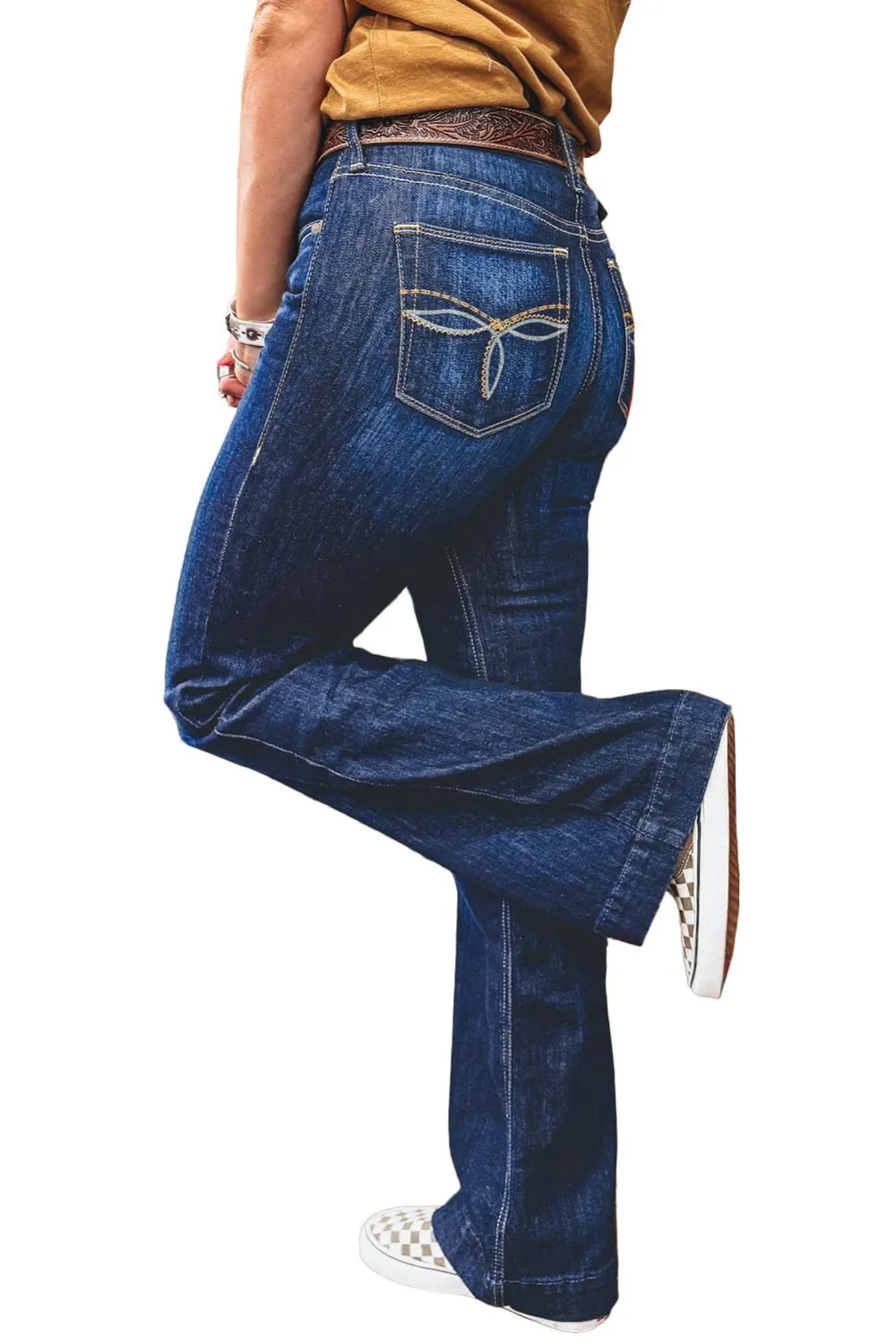 Bootcut Patch Pocket Casual Jeans