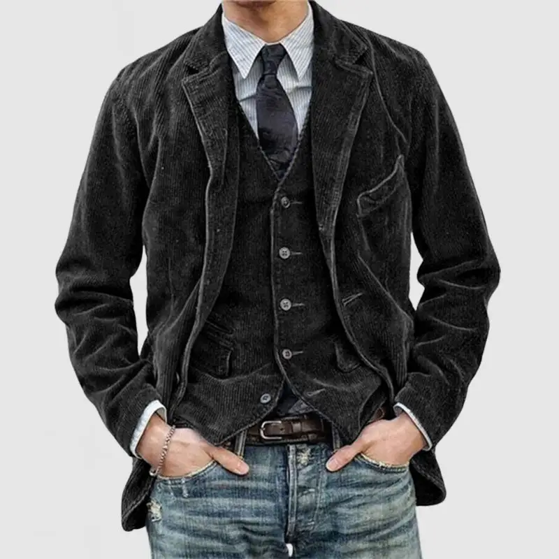 Corduroy Open Collar Jacket