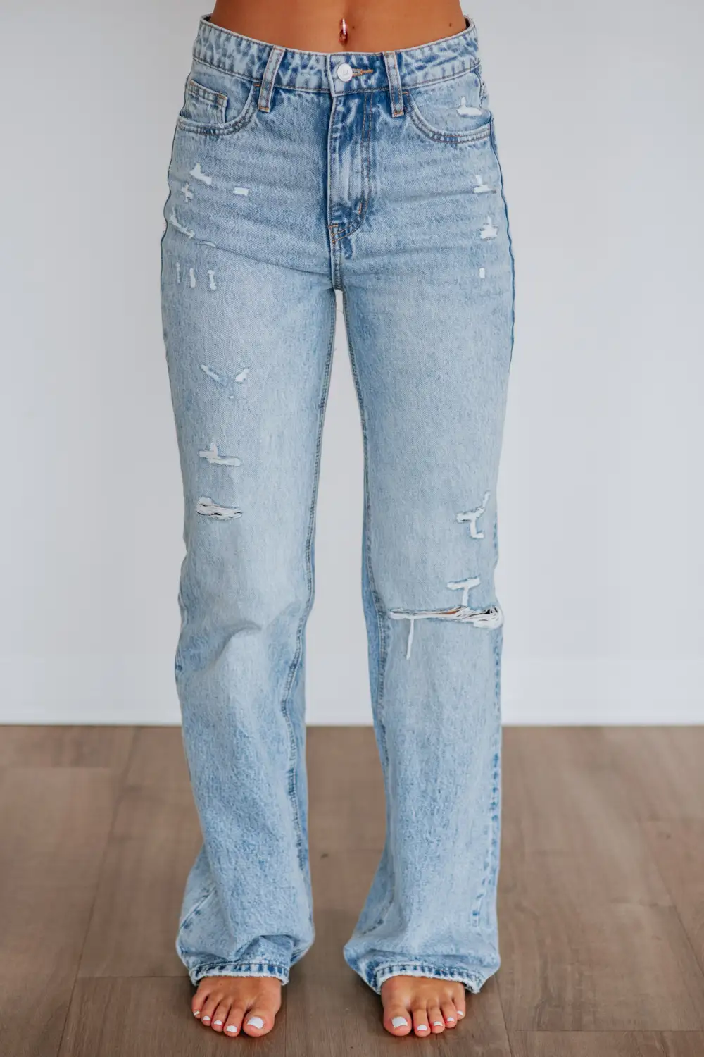 Women's High Rise Wide Leg Frayed Hem Jeans