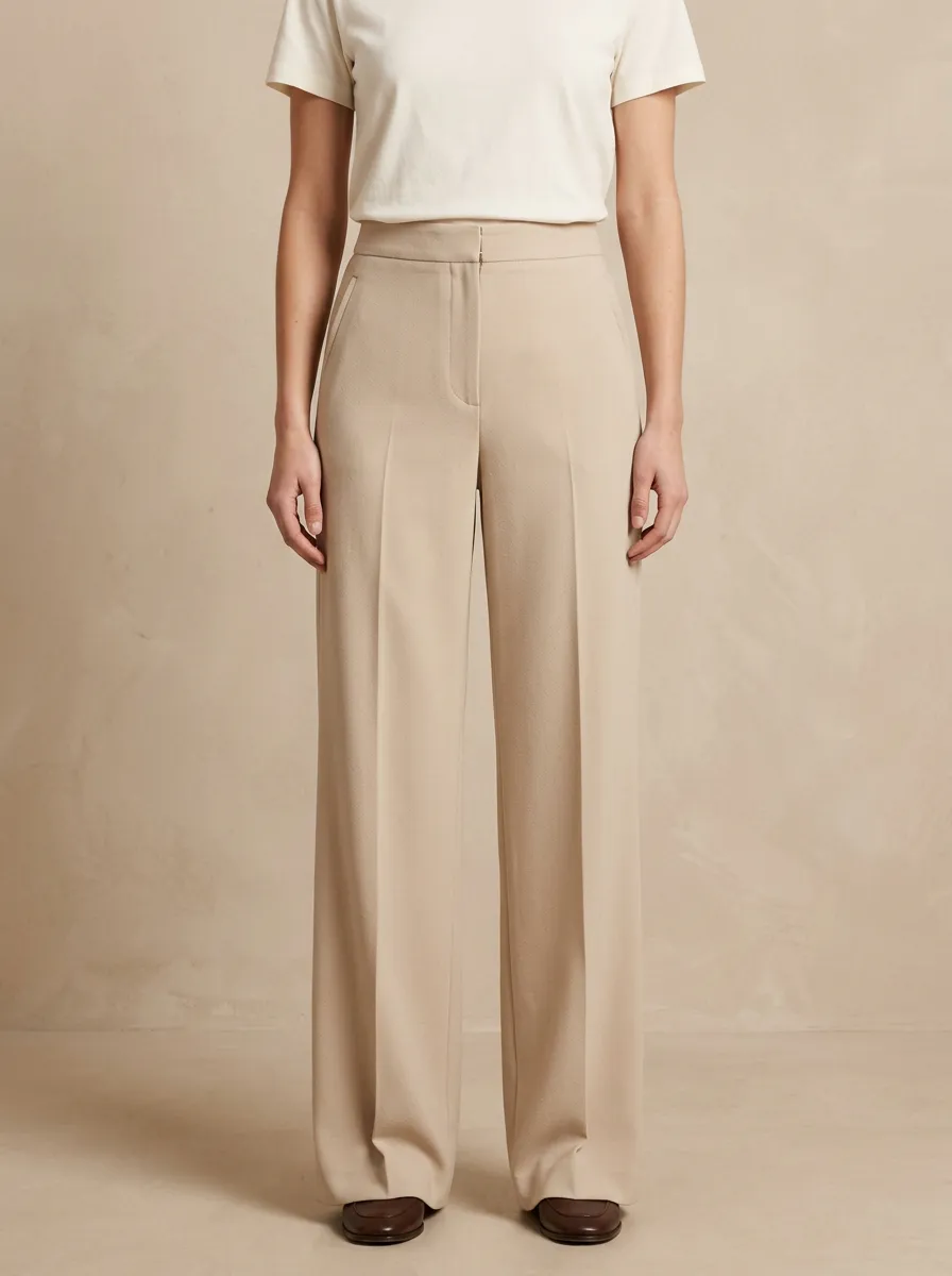 Refined High Rise Wide Leg Trousers