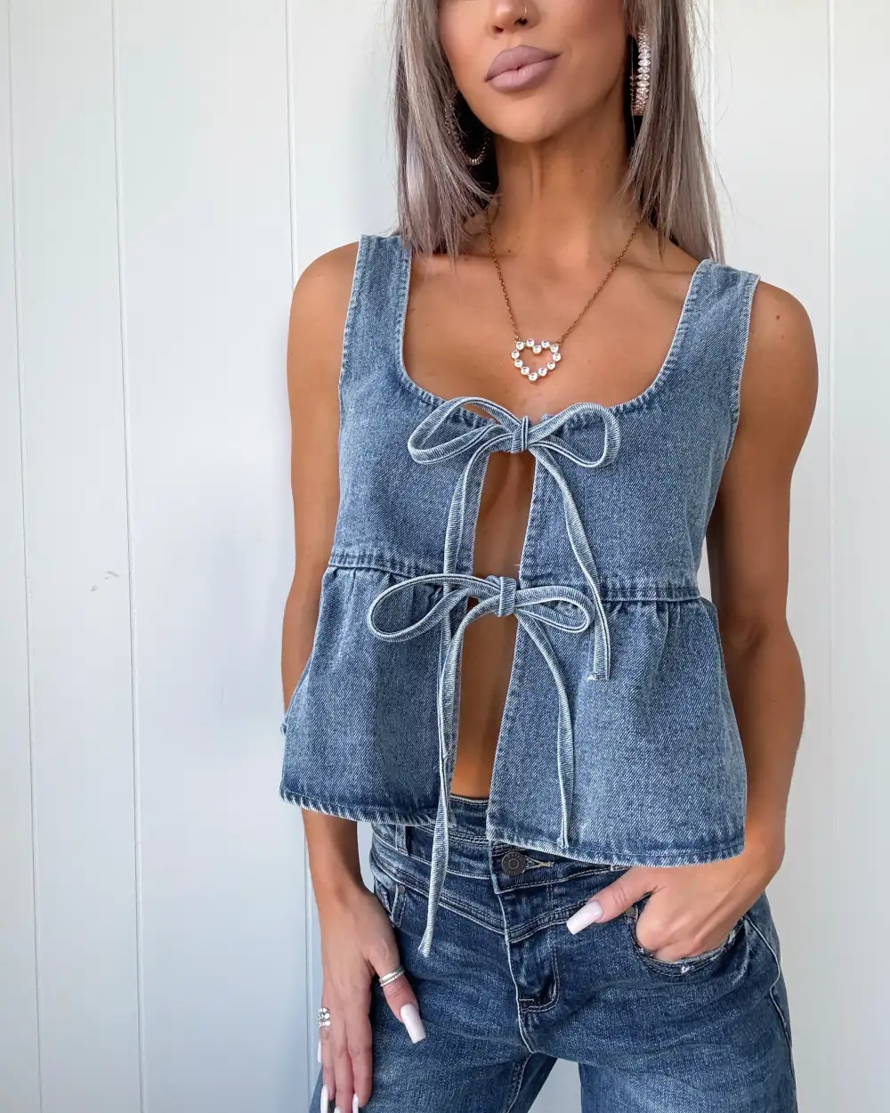 Denim Woven Top