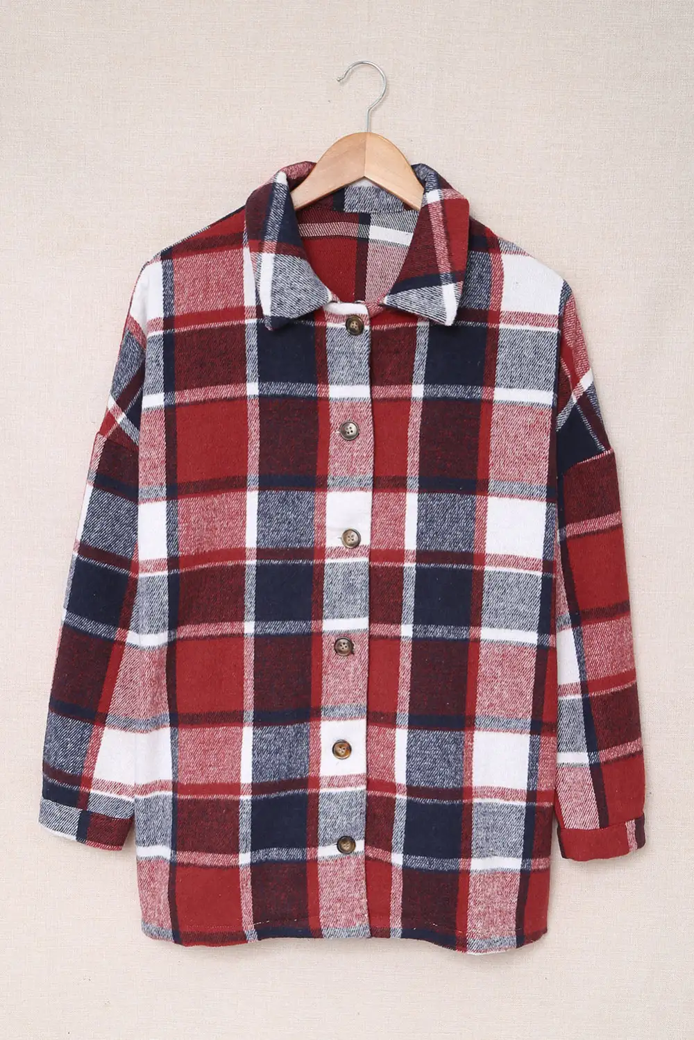 Plaid Print Button Shirt Jacket