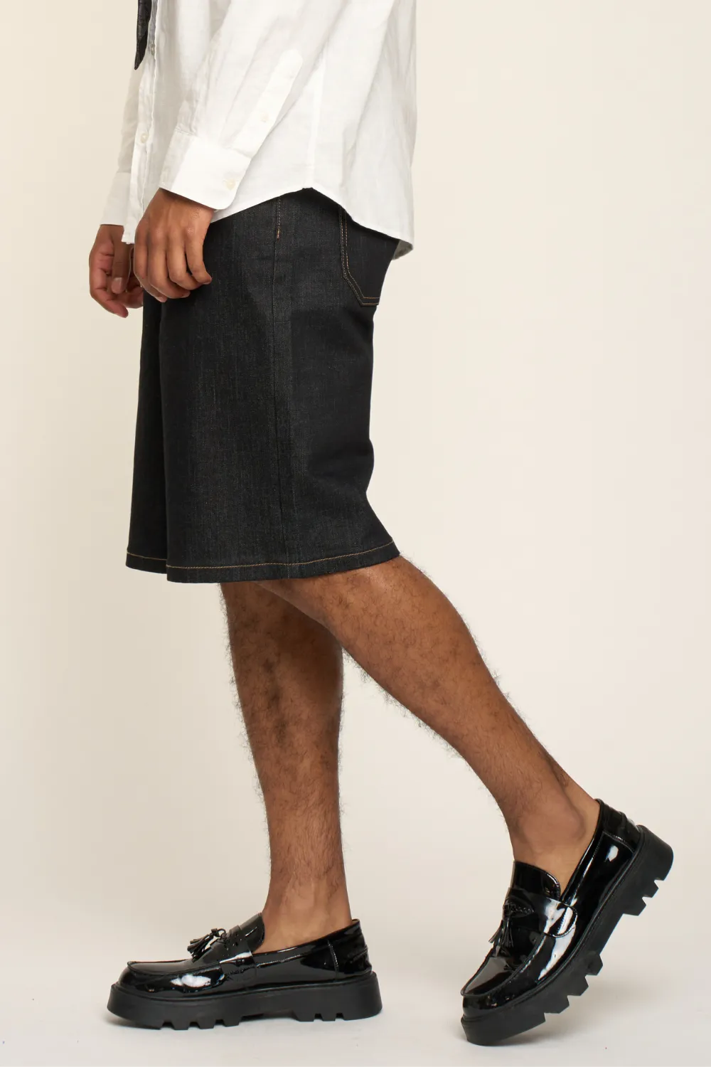 Men's Baggy Fit Raw Denim Shorts