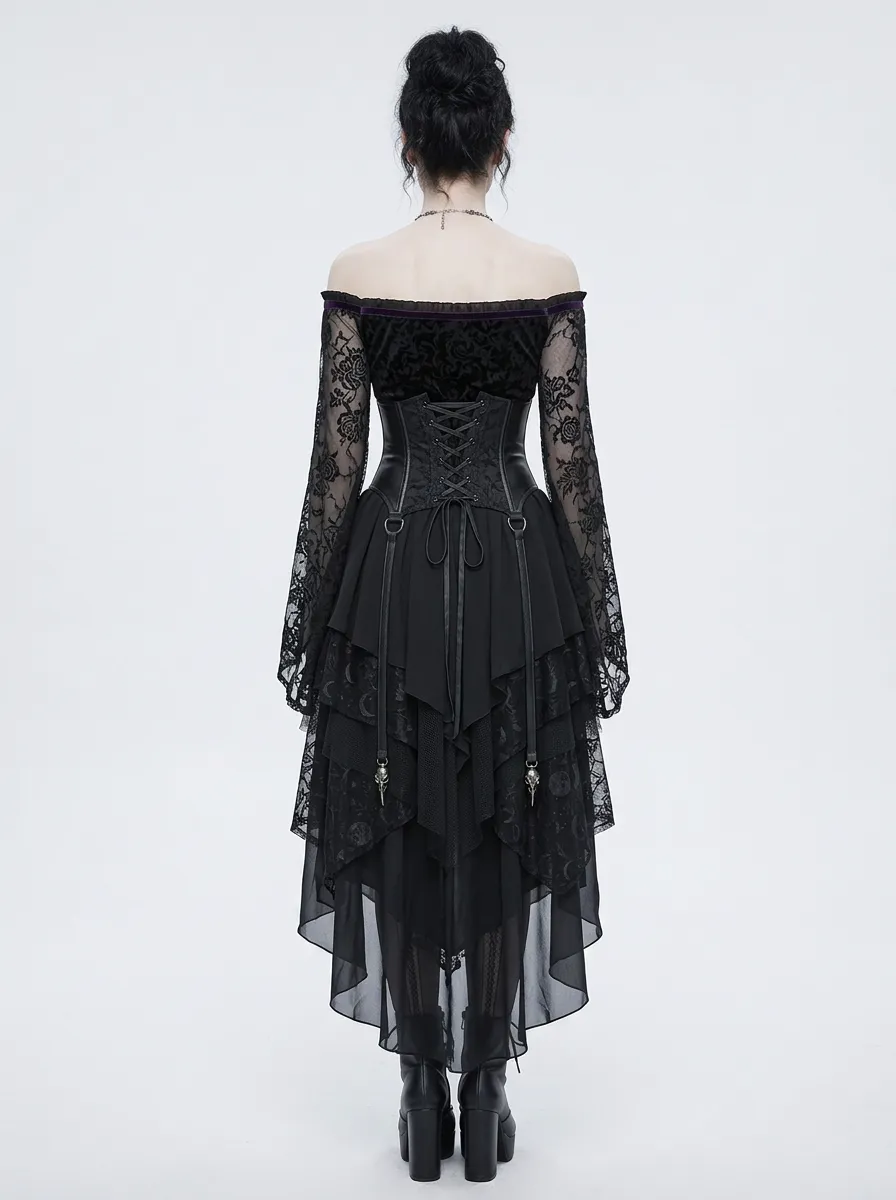 Victorian-Inspired Moon Corset Lace Detail Women's Gothic Dress
