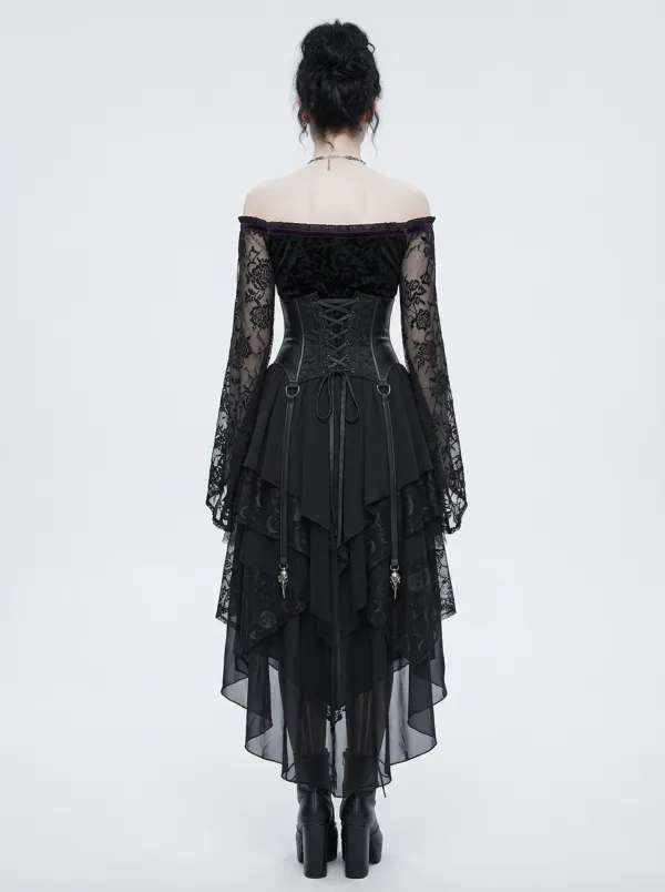 Victorian-Inspired Moon Corset Lace Detail Women's Gothic Dress