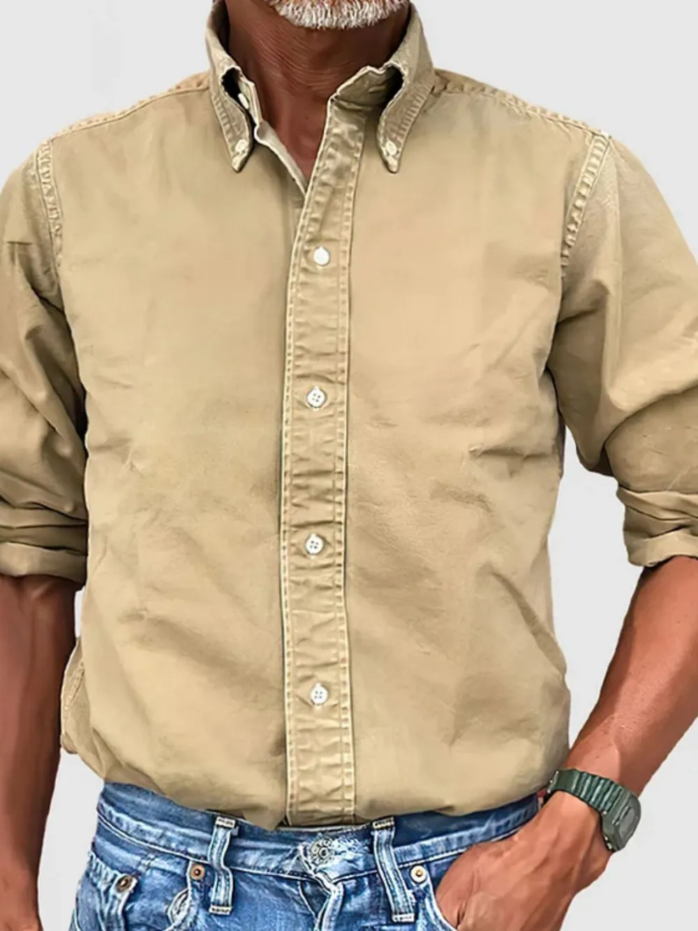 Polyester Button Down Collared Shirt