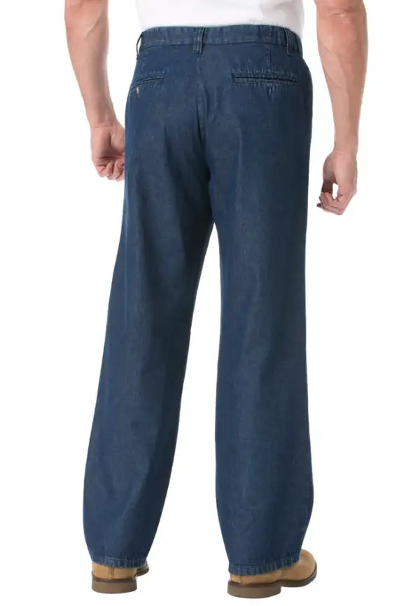 Relaxed Fit Comfort Waist Pleat-Front Expandable Jeans