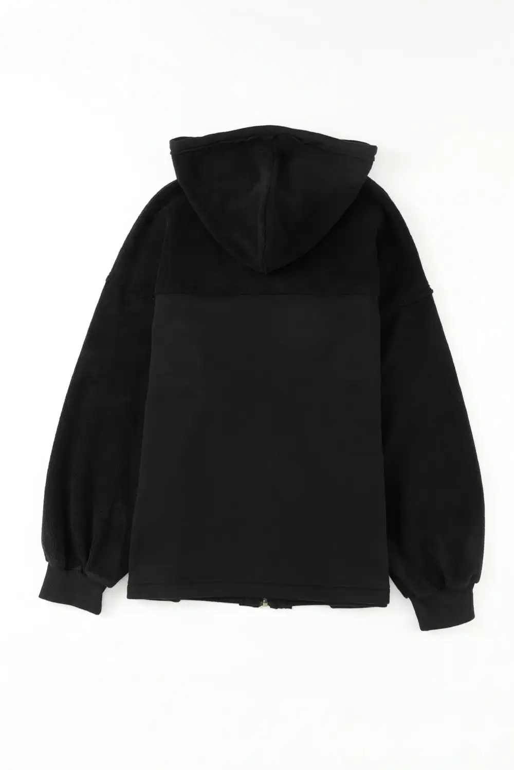 Flap Pocket Drawstring Hood Zip-Up Jacket