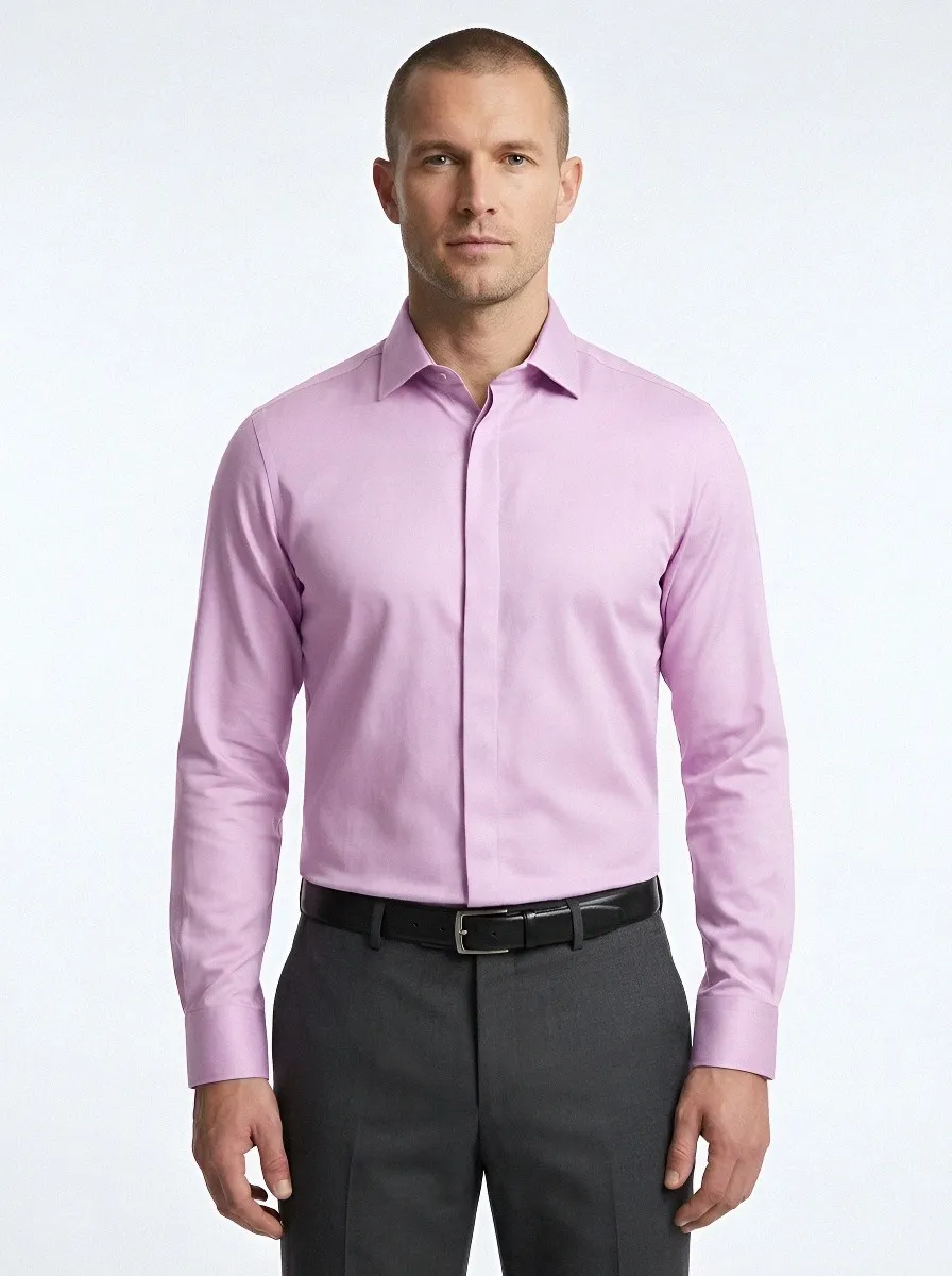 Men's Business Formal Solid Grey Long Sleeve Dress Shirt