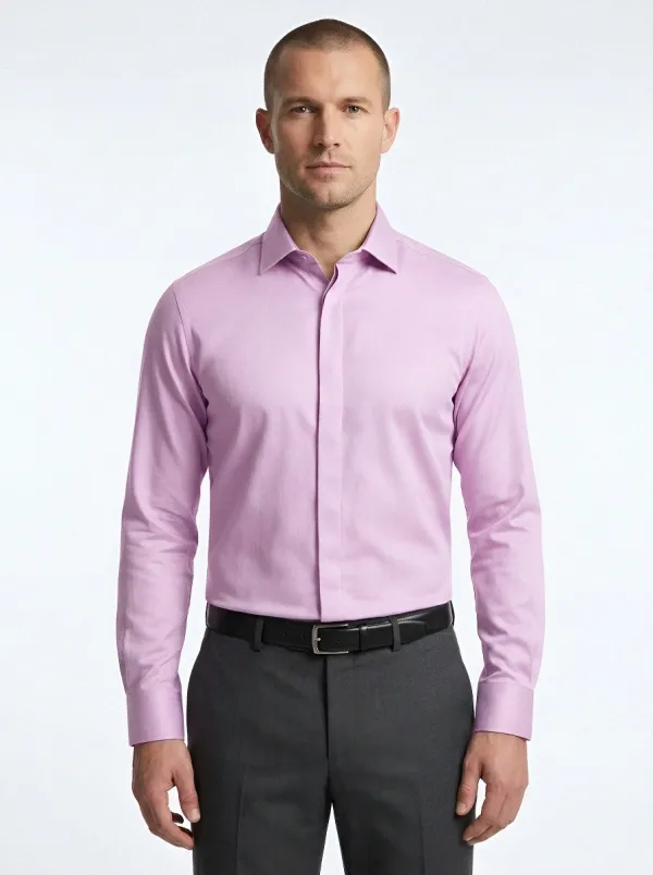 Men's Business Formal Solid Grey Long Sleeve Dress Shirt