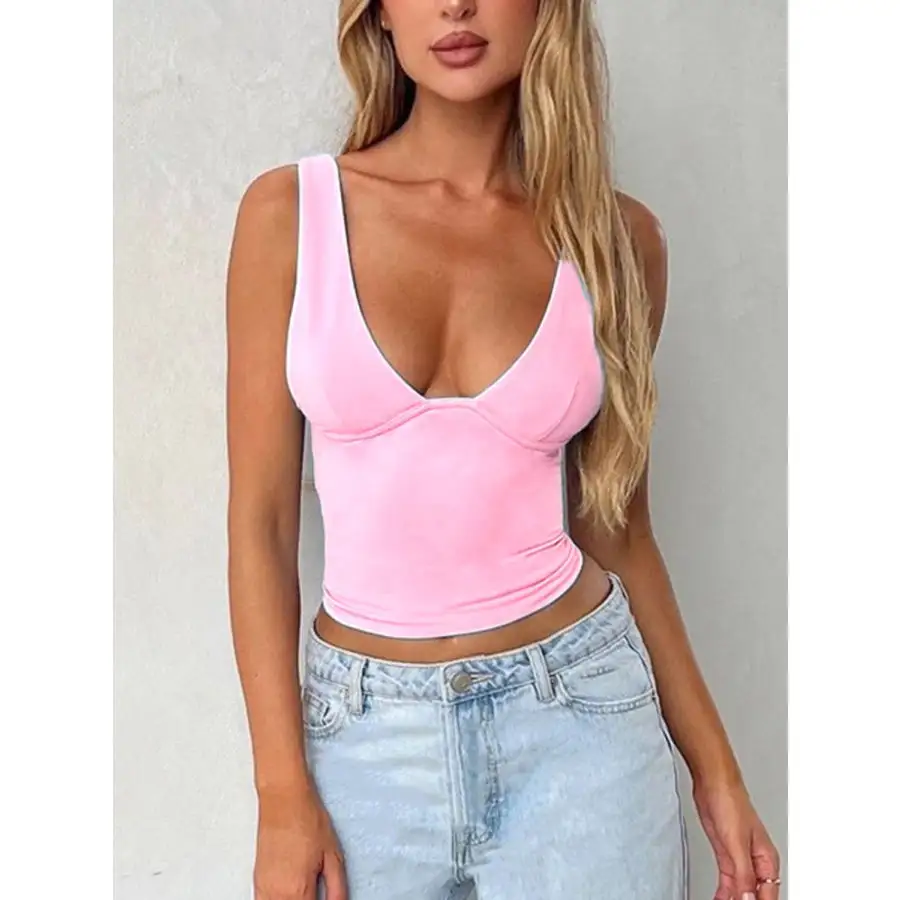 Wide Strap V Neck Tank