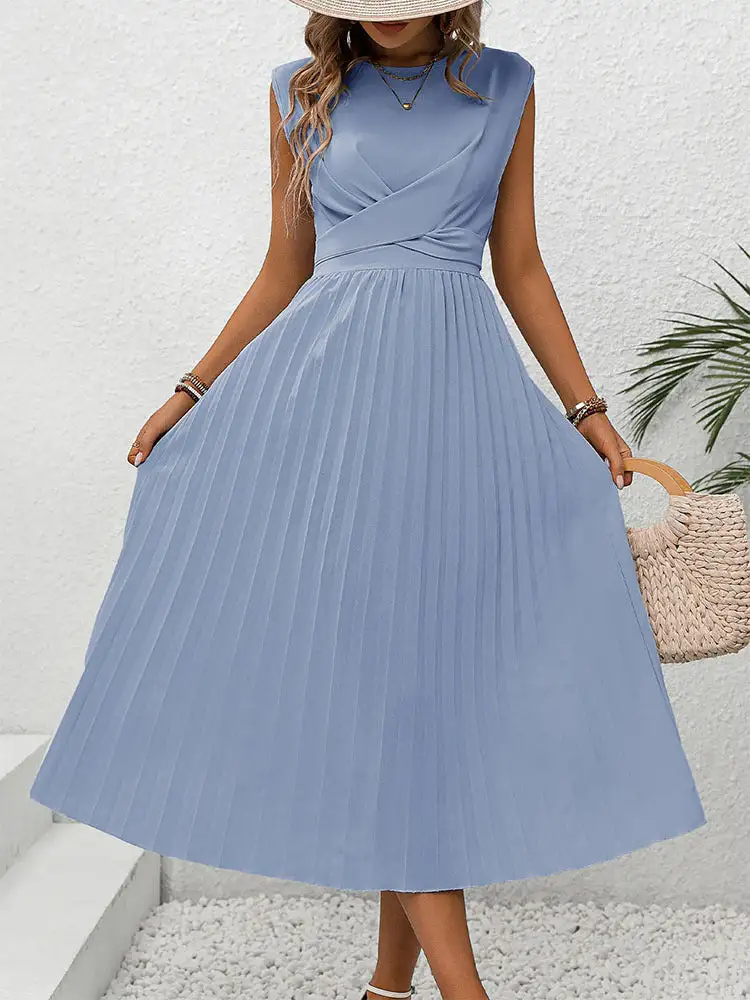 Elizabeth Pleated Waist Midi Dress