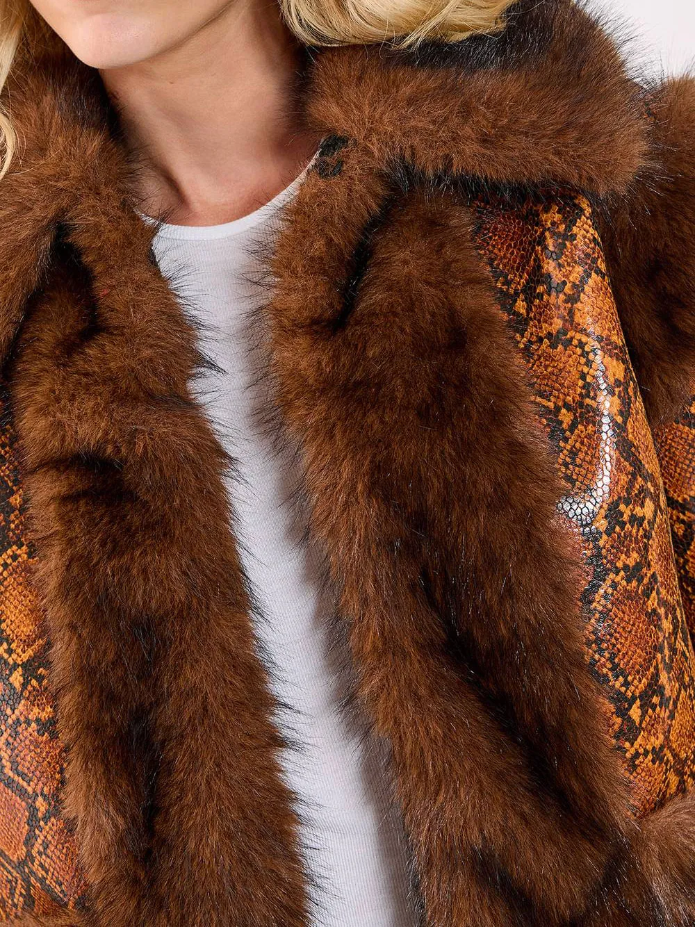 Brown Plaid Faux Fur Trimmed Long Coat