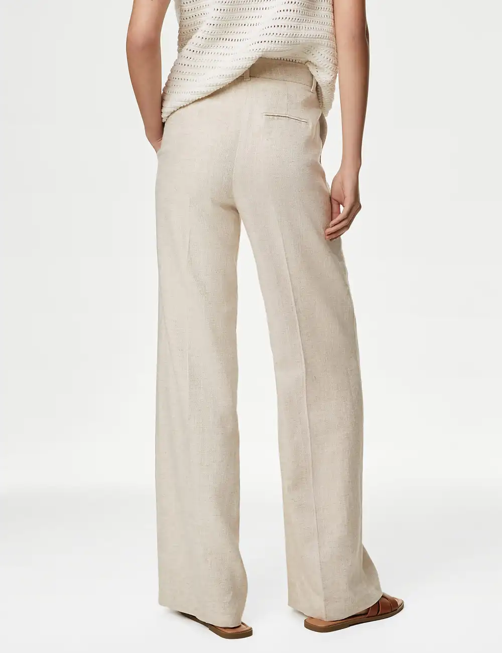 Dark Natural Wide Leg Drape Trousers