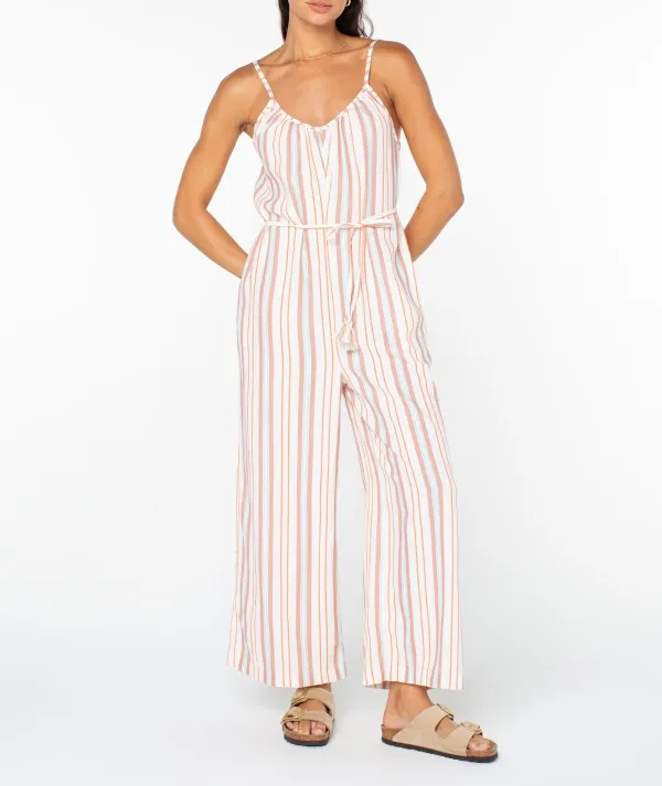 Striped V-Neck Halter Top With Sleeves