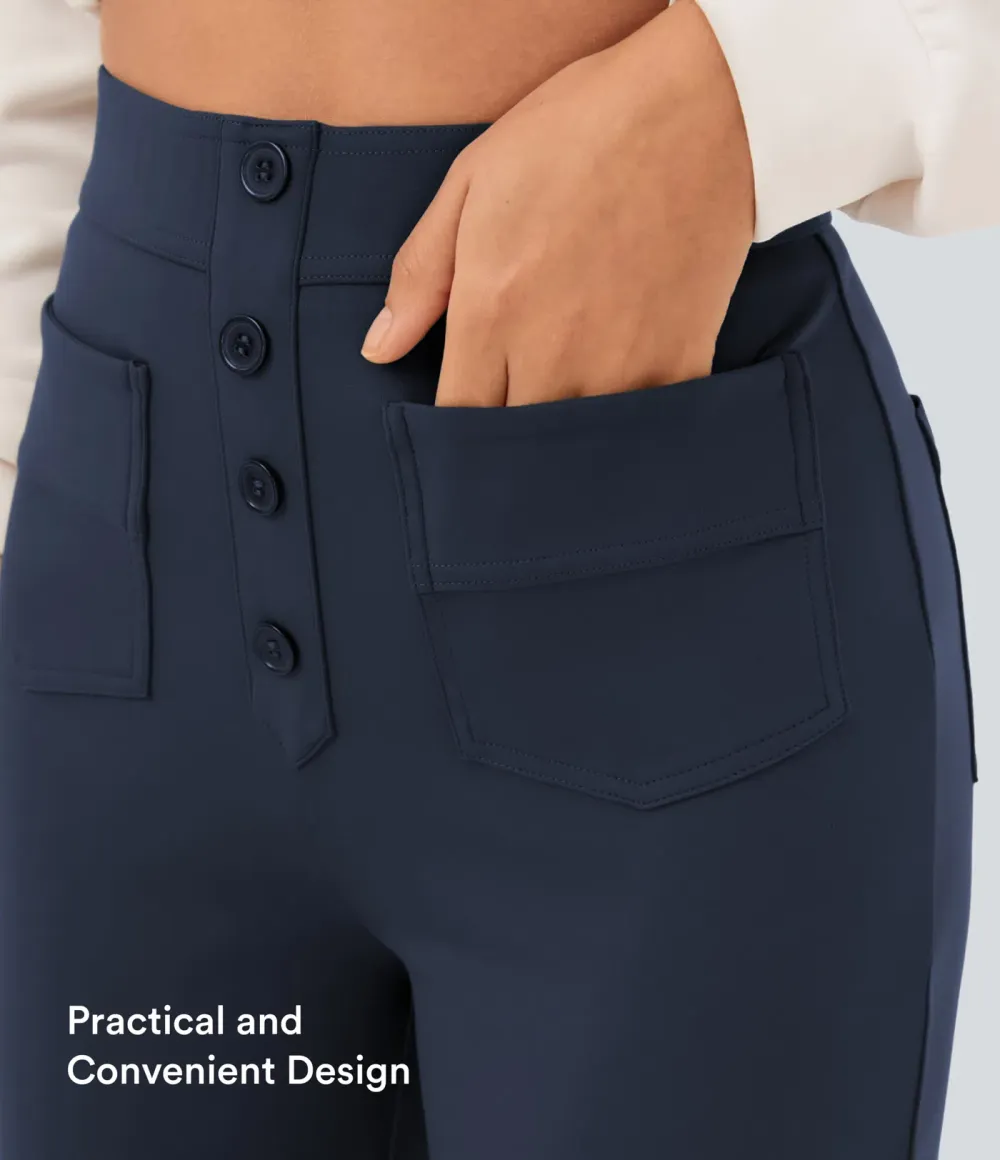DayStretch High Waisted Pockets Straight Leg Casual Pants