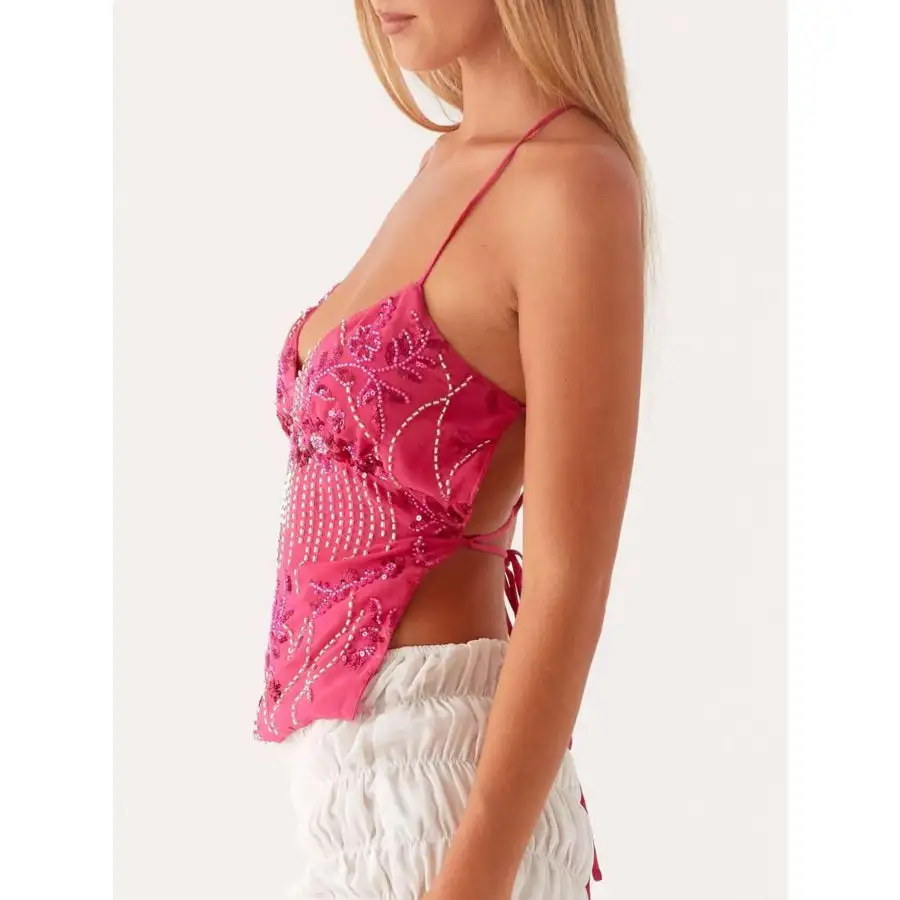 Crisscross Back V Neck Camisole Top