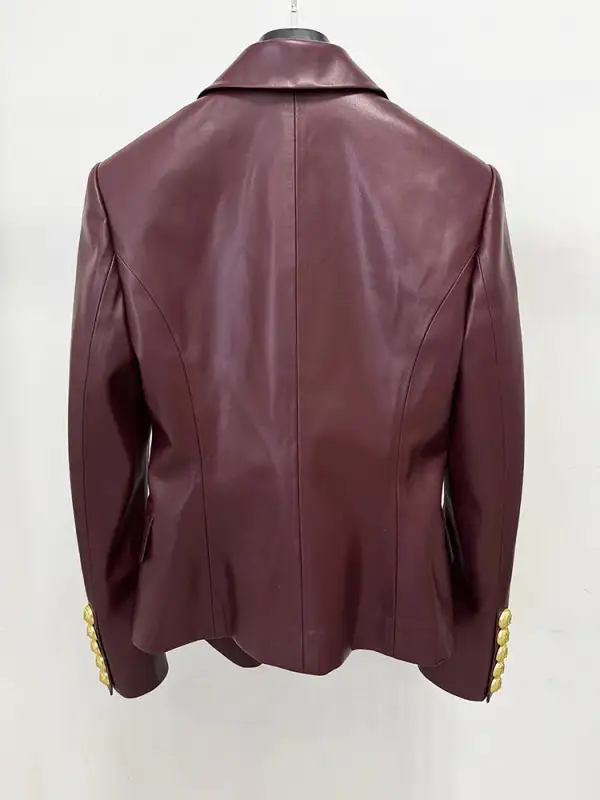 Faux Leather Double Breasted Blazer