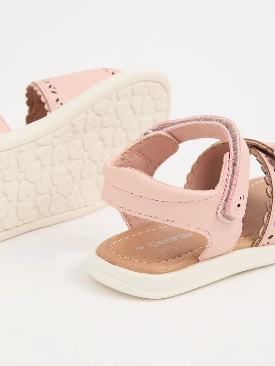 Pink Heart Buckle Sandals