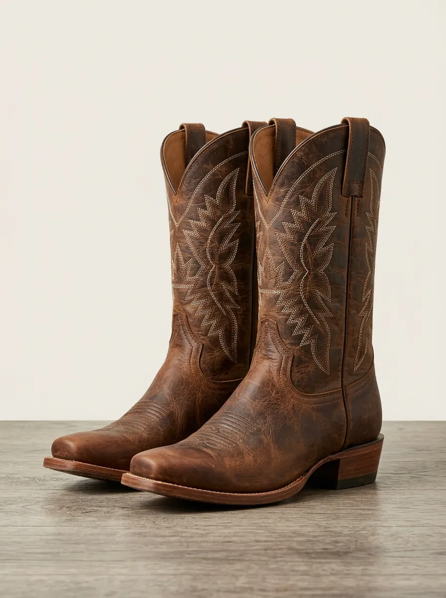 Timeless Embroidered Distressed Heritage-Look Western Boots