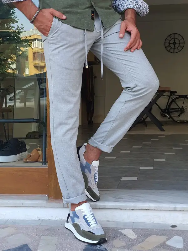 Clean Cut Slim Fit Linen Tailored Trousers