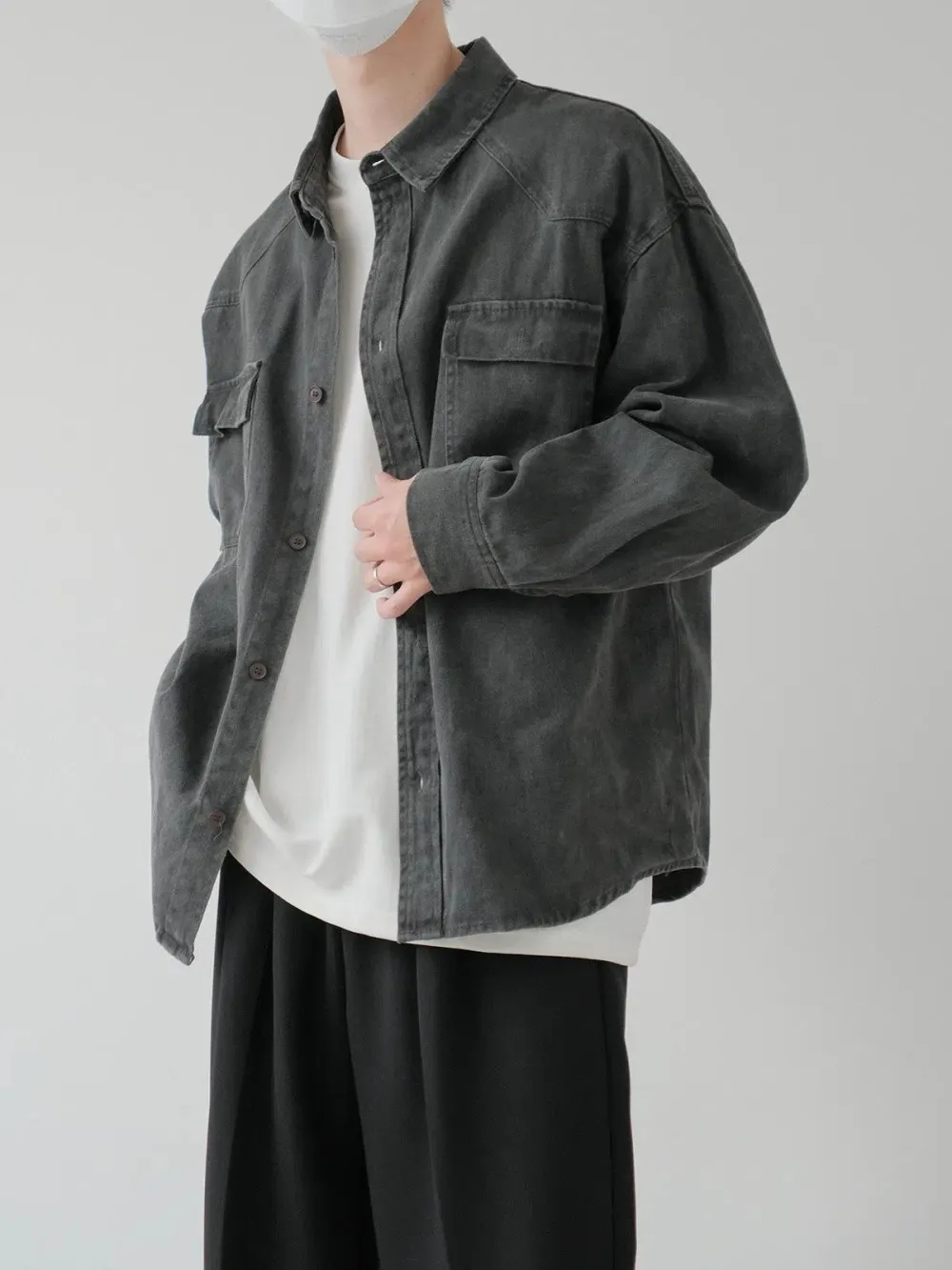 Heavy Washed Pocket Denim Shirt