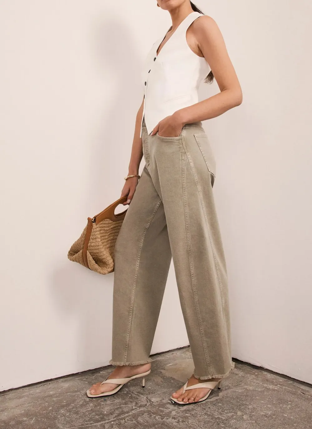 Casual Style Wide-Leg Jeans