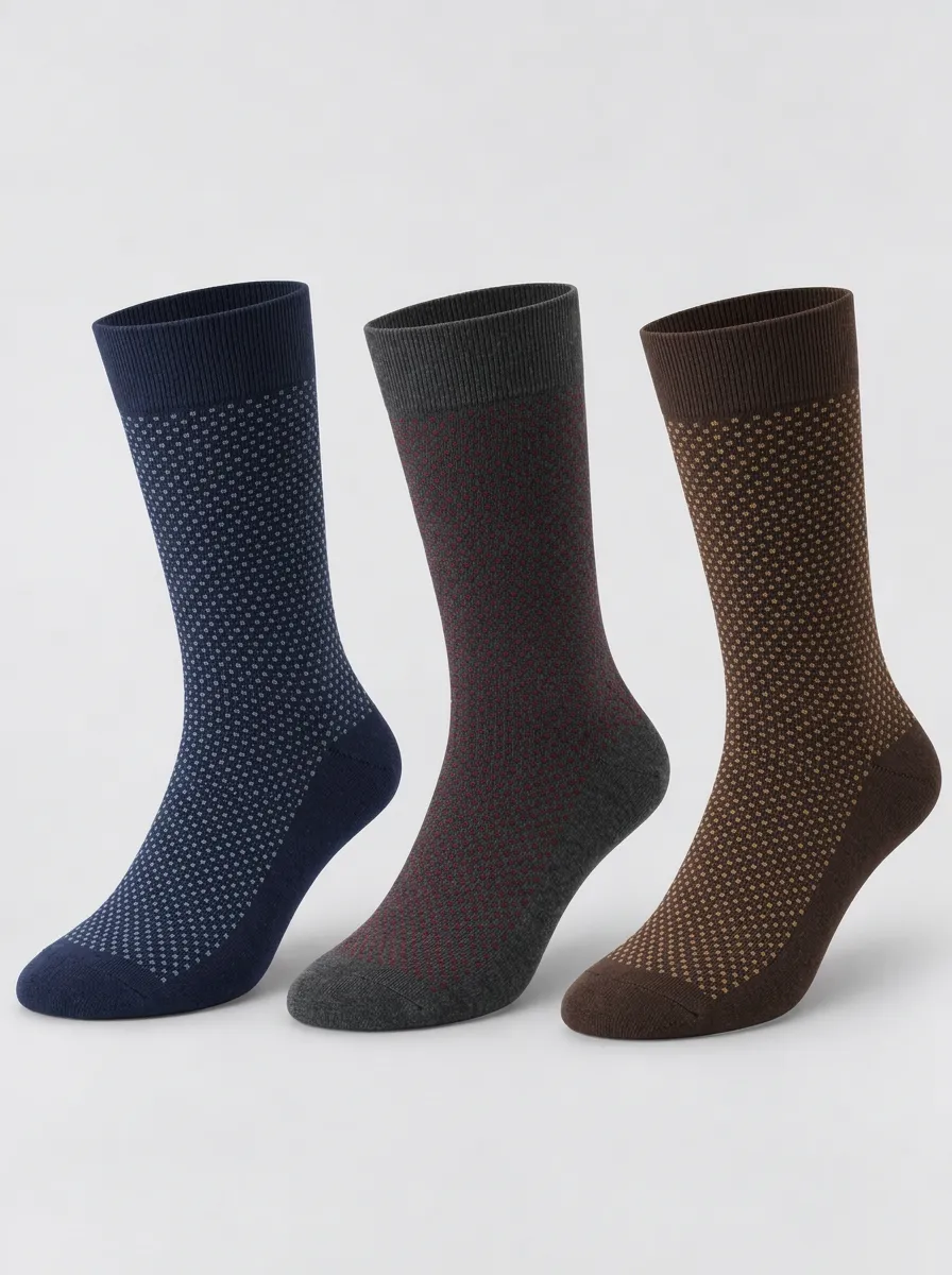 Men's Navy Micro-Dot Ribbed Crew Socks 3-Pack