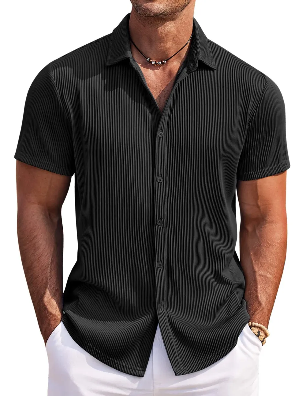 Structured Short Sleeve Button Front Shirt