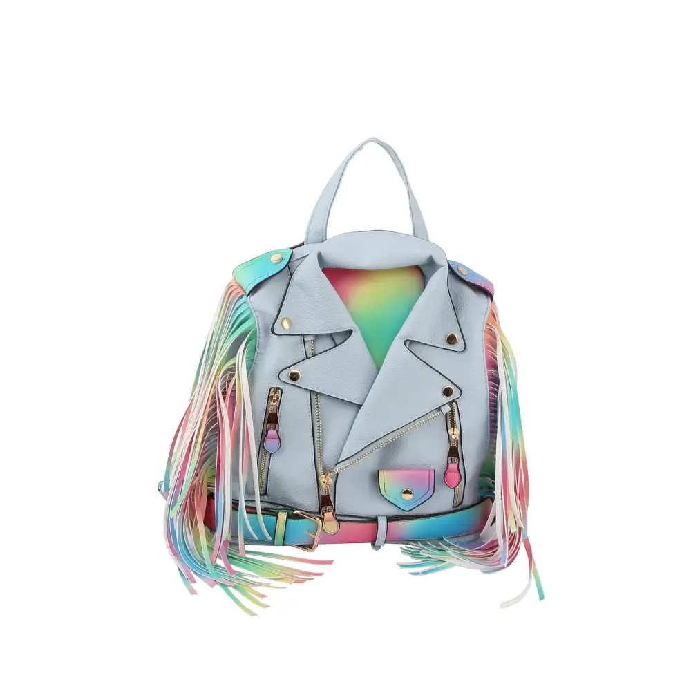 Relaxed Detail Fringed Top Handle Faux Leather Casual Backpack