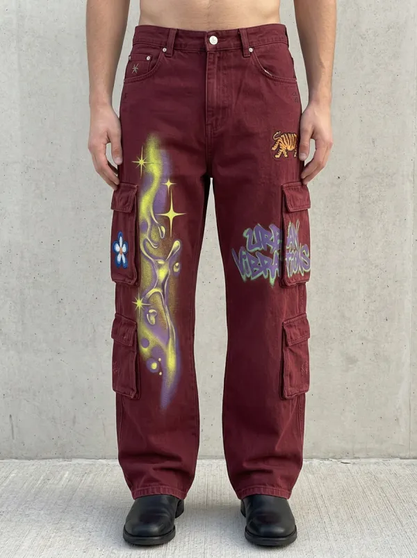 Men's Urban Vibe Tiger Floral Graphic Cargo Jeans