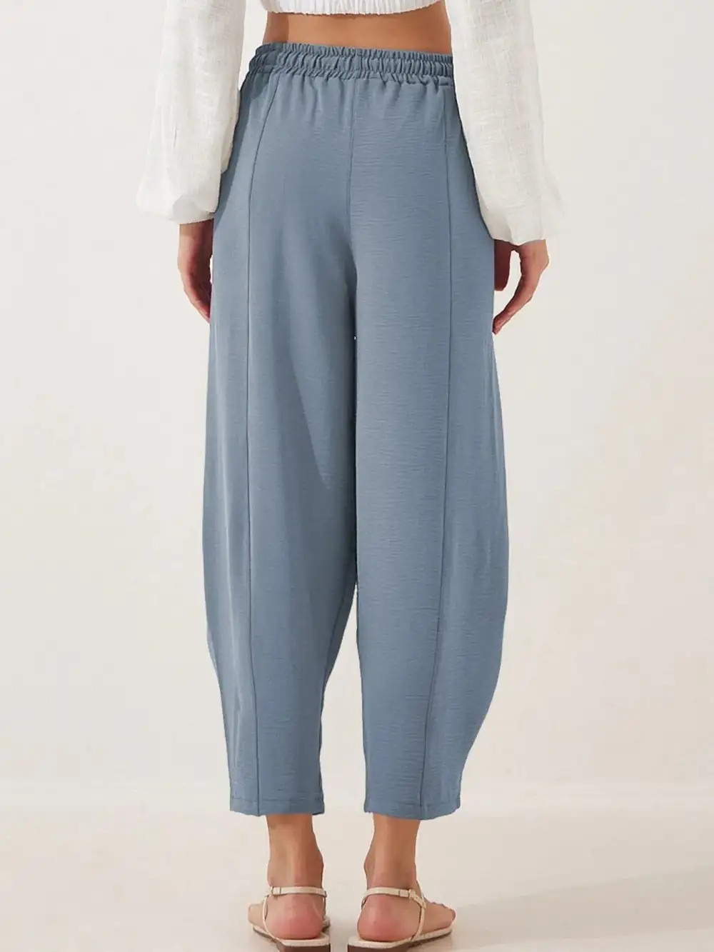 Full Size Drawstring Wide Leg Cropped Pants Plus Size
