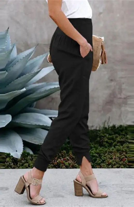 Clean High Waist Slit Pants