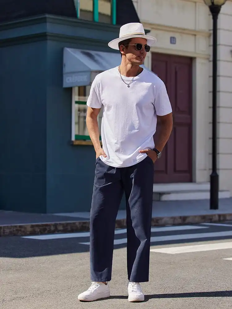 Elastic Linen Blend Pants