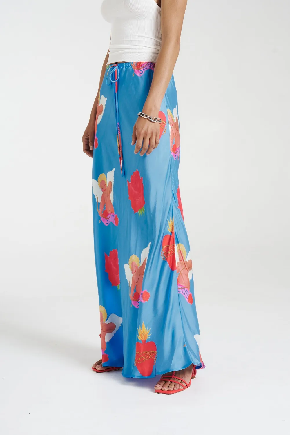 Daily Holiday Floral Print Blue Skirt