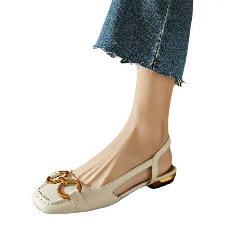 Polished Buckle Strap Sandals