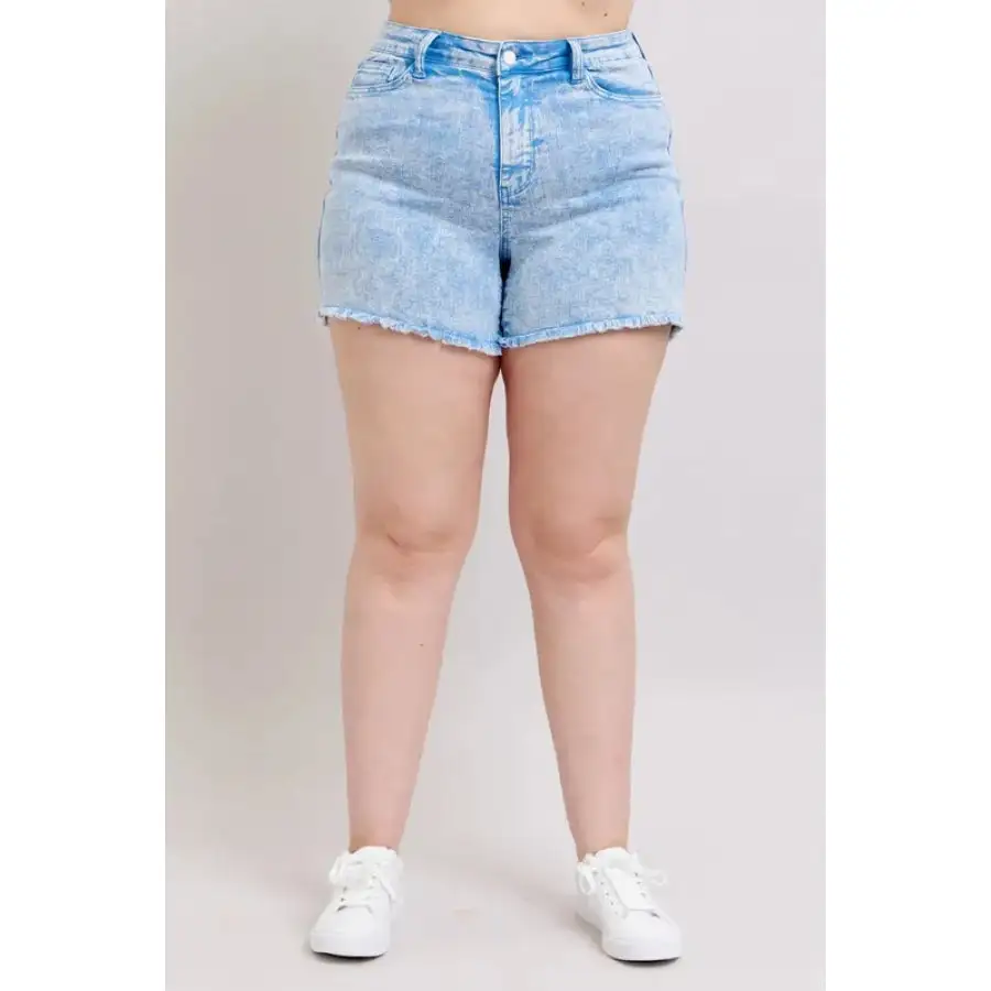 Full Size Mid Rise Garment Dyed Denim Shorts Plus