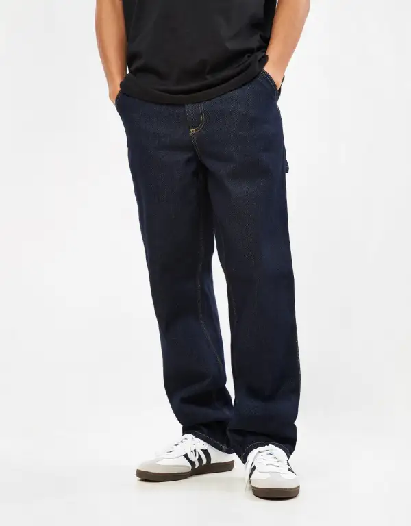 Rinsed Relaxed Single Knee Denim Jeans